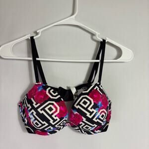 Black and Pink Geometric Underwire Bra Size 34B LL0727